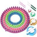READAEER Round Knitting Looms Set Craft Kit Tool with Hook Needle and Pompom Maker
