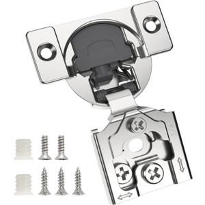 Chibery 50 Pack 3/ 4" Overlay 3D Soft Close Concealed Hinge for Face Frame Door, Self Closing Hidden Satin Nickel, 105° Open Angle Concealed Stainless Steel Hinges for Kitchen Cabinet Door