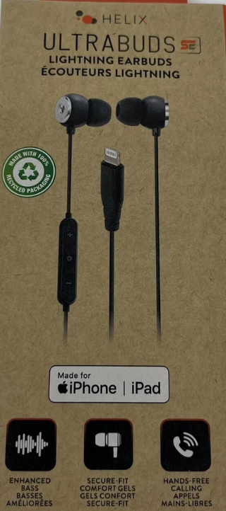 Helix Ultrabuds EarBuds With Lightning Connector (Made For iPhone/iPad) NEW