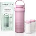 Momcozy 22oz Portable Breast Milk Cooler for Outdoor, Life Saver with 360° Total Cooling for 24 Hours, Larger Capacity Travel Breastmilk Chiller with 2pcs Baby Bottles for Breastmilk Storage, Pink