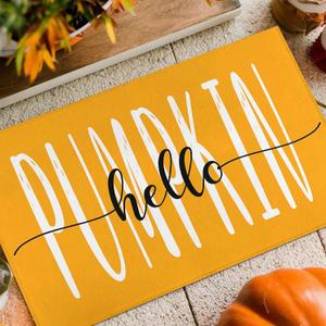 Hello Pumpkin Fall Decorative Doormat 30"x17", Autumn Thanksgiving Low-Profile Non-Slip Floor Mat Switch Mat for Indoor Outdoor (1'5" x 2'6" (Rectangular))