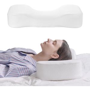 C-Curve Cervical Pillow for Neck Alignment, Ergonomic Contour Design with Adjustable Height Pad, Washable Cover, Made in Korea