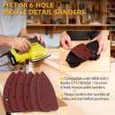 84Pcs Mouse Detail Sander Sandpaper, 6 Holes Triangle Sanding Pad 40/60/80/120/180/240/320 Grit Assorted, Hook and Loop Sandpaper Compatible with WEN 6301/Ryobi/Dremel Palm Sander