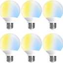 ILC G25 Globe Light Bulbs, App-Controlled LED Bulb with Bluetooth Mesh, 6W, 60W Equivatlent, 600LM, CCT: 2700K-6000K, CRI>95+, E26 Base, 120V for Vanity, Pendant fixtures, Bathroom (6 Pack)
