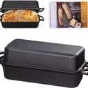 11x5 Inch Cast Iron Loaf Pan with Lid, Large Dutch Oven Bread Loaf Pan for Sourdough, Homemade Bread Baking, Even Heat Distribution, 5.8Qt