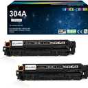 304A Black Toner Cartridge Replacement for HP 304A CC530A Works with HP Color LaserJet CP2025,CM2320fxi MFP,CM2320nf MFP,CM2320n MFP; Color CP2025dn ,CP2025n Printers (2 Pack)