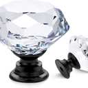 Ravinte Crystal Knobs for Dresser Drawers & Glass Cabinets - Diamond Shaped, 30 mm with Black Base