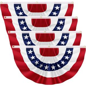4Pack 2X4FT American Pleated Fan Flag, USA Patriotic Half Fan Bunting Flag, 4th of July Decorations Flags, Red White and Blue Independence Day Decor Indoor Outdoor 4Pack 2X4FT American Pleated Fan Flag, USA Patriotic Half Fan Bunting Flag, 4th of July Decorations Flags, Red White and Blue Independence Day Decor Indoor Outdoor