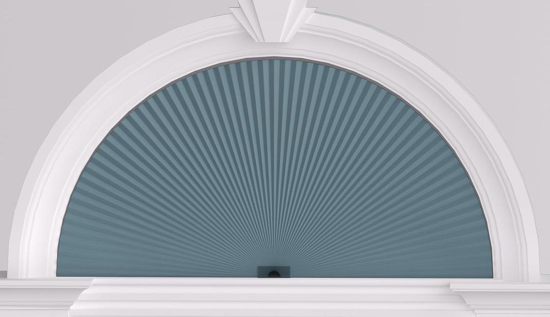 Myshade Arch Window Shades Half Circle Blackout Cellular Shades Cordless No Drill Blinds for Windows Half Moon Honeycomb Fabric No Tools Room Darkening Shades Easy Install (1PCS Blue 24" W X 48" H)