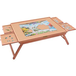 Bits and Pieces Portable Foldable Jigsaw Puzzle Board with Cover and Legs - 25" x 34" Puzzle Table with Drawers for Sorting - Versatile Game Table for 1500 Piece Puzzles, Board Games, and Blocks