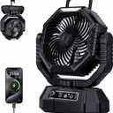 AJVV Campin Fan Dual Motor Rotation High Wind Black | Portable Fans Rechargeable with LED Light, 20000mAh, Remote Control, 13 Speeds for Indoor, Outdoor, Home, Tent, Fishing, Camping