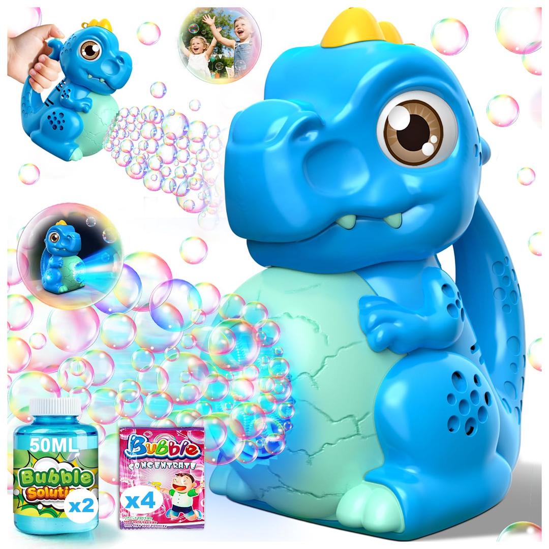 Zerhunt Dinosaur Bubble Machine for Toddler: Automatic Blower with Lights, Large 150ML Tank & Powerful Motor - Produces 15,000+ Colorful Bubbles/Min for Magical Party, Birthday