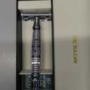 VIKINGS BLADE Double Edge Safety Razor for Men + 5 Swedish Steel Blades + Luxury Case. Long Handle. Smooth, Reusable, Eco-Friendly (The Vulcan) (Chromium Silver)