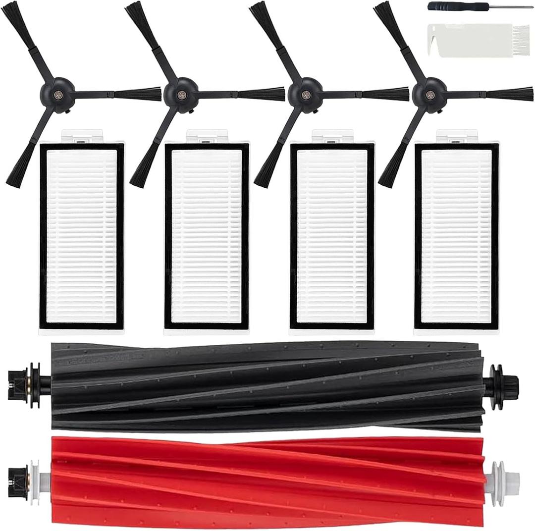 Replacement Accessories Kit Compatible with Roborock Q5 Pro Q5 Pro+(Plus) Q5 Max+(Plus) Q5 DuoRoller+(Plus) Q8 Max Q8 Max+(Plus) Robot Vacuum Cleaner, Include 1 Dual Roller Brush 4 Side Brush 4 Filter