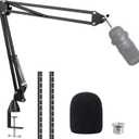 SoloCast Boom arm for HyperX, Microphone Stand for HyperX SoloCast  Mic arm Upgrade C Desk Clamp, 2 Cable Ties, Mic Cover Compatible with HyperX SoloCast by SUNMON