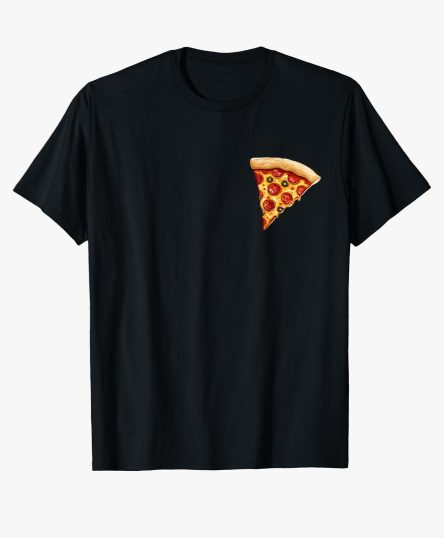 Minimalist Mens Pizza T-Shirt, Size XL, Black