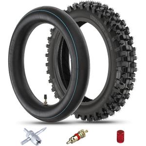 Rear 80/100-12 3.00-12 Tire and Inner Tube,80-100-12 Dirt Bike Tire Compatible with 90cc 110cc 125cc Honda XR70 CRF70 Yamaha PW80 TTR90 KX65 Taotao DB14 Coolster QG214 Tuttio Off Road Motorcycle