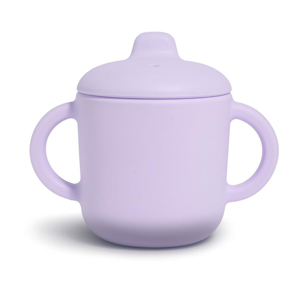 6 Months+ Sippy Cups with Handles,Small Silicone Sippy Cups Leak Proof 5oz,No Spill Sippy cups for Toddlers (Soft Lilac) (Purple)