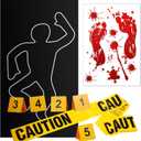 8 Pieces Crime Scene Decorations Including Body Silhouette Caution Barricade Tape Evidence Markers and Bloody Footprint Sticker Evidence Party Decorations for Halloween Home Wall