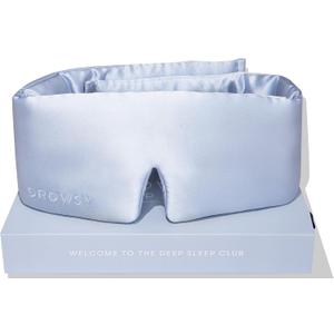 DROWSY Silk Sleep Mask - Face-Hugging, Padded Cocoon for Luxury Sleep In Total Darkness - 100% Pure Mulberry Silk (Blue Belle)