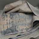 Area Rug Living Room Rug, 4x6 Modern Abstract Washable Rug Beige Blue Non Slip Foldable Faux Wool Vintage Carpet, Fluffy Non-Shedding Rugs for Living Room, Bedroom, Dining Room, Kids Playroom