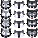 Minatee 12 Pcs Wolf Mask Costume Animal Mask Felt Half Face Mask Wolf Birthday Party Supplies for Halloween Masquerade Adult Dress up Anime Wild Animal Cosplay Accessory Wolf Party Decoration, 3 Style