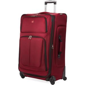 SWISSGEAR Sion Softside Expandable Spinner Luggage Durable Lightweight Travel Suitcase, Burgundy, Checked-Large 29-Inch