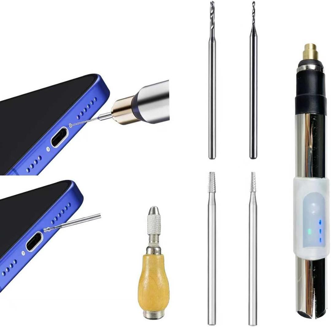 Screw Removal for Cell Phone, Rechargeable,Broken Screw Extractor for iPhone,4 Tungsten Steel Drill Bits(2.35mm) for Removing Stripped Screws Laptop Electronic Products Repair Kit, DIY Repair