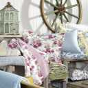 Laura Ashley - King Quilt Set, Reversible Cotton Bedding with Matching Shams, Lightweight Home Decor for All Seasons (Breezy Floral Pink/Green, King)