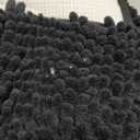 ACCUMTEK Striped Black Bathroom Rug Mat Set 2 Piece 24"x17"+48"x20" Ultra Soft, Non Slip Chenille Bath Rugs, Absorbent Plush Shaggy Bath Mats for Bathroom, Bedroom, Kitchen, Shower, Tub