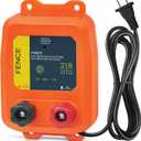 Electric Fence Charger PE2 0.10 Joule, 2-Mile/ 8 Acres Plug in Electric Fence Charger, for Dogs, Livestock, Squirrels, Chicken Coops (Orange)