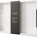 Bamboo Serving Tray with Metal Handles,17x12in Ottoman Decorative Trays Platter for Coffee Table,Living Room,Bar,Party,Large(White)