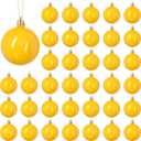 BBTO 36 Pcs Christmas Ball Ornament 2.4 Inch Plastic Eggs Hanging Glossy Tree Pendants Glossy Balls for Home Christmas Party Favors Xmas Tree Decor(Yellow)