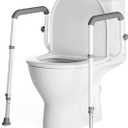Loyoda Heavy-Duty Steel Toilet Safety Rail - Securely Bolts to Toilet Seat Holes, Adjustable Height & Width, Non-Slip Feet & Soft Foam Grip, Supports 350 lbs for Elderly & Mobility Assistance