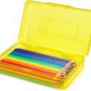 Tamaki 1 Pack Plastic Pencil Box Large Capacity Pencil Boxes Clear Boxes with Snap-tight Lid Stackable Design and Stylish Office Supplies Storage Organizer Box, Yellow