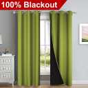 NICETOWN Blackout Curtains 84 inches Long, 2 Pieces, 42" Wide Each Panel, Fresh Green, Full Light Blocking Drapes with Black Liner for Nursery, Thermal Insulated Draperies for Hall, Villa