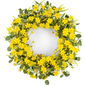 J'FLORU Artificial Large Spring Wreath 28 Inch Summer Wreaths for Front Door Yellow Daisy Wreath for Indoor Outdoor Home Decor and Easter Celebration