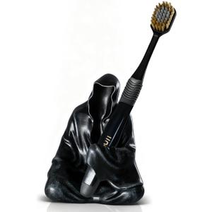 Gothic Home Decor Grim Reaper Statue Bathroom Halloween Decor Toothbrush Holders for Bathrooms Goth Pen Display Stand