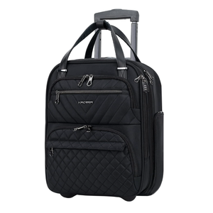 KROSER Carry On Underseat Multi-functional, 16-inch Underseater Lightweight Overnight Suitcase for Men Women, Black