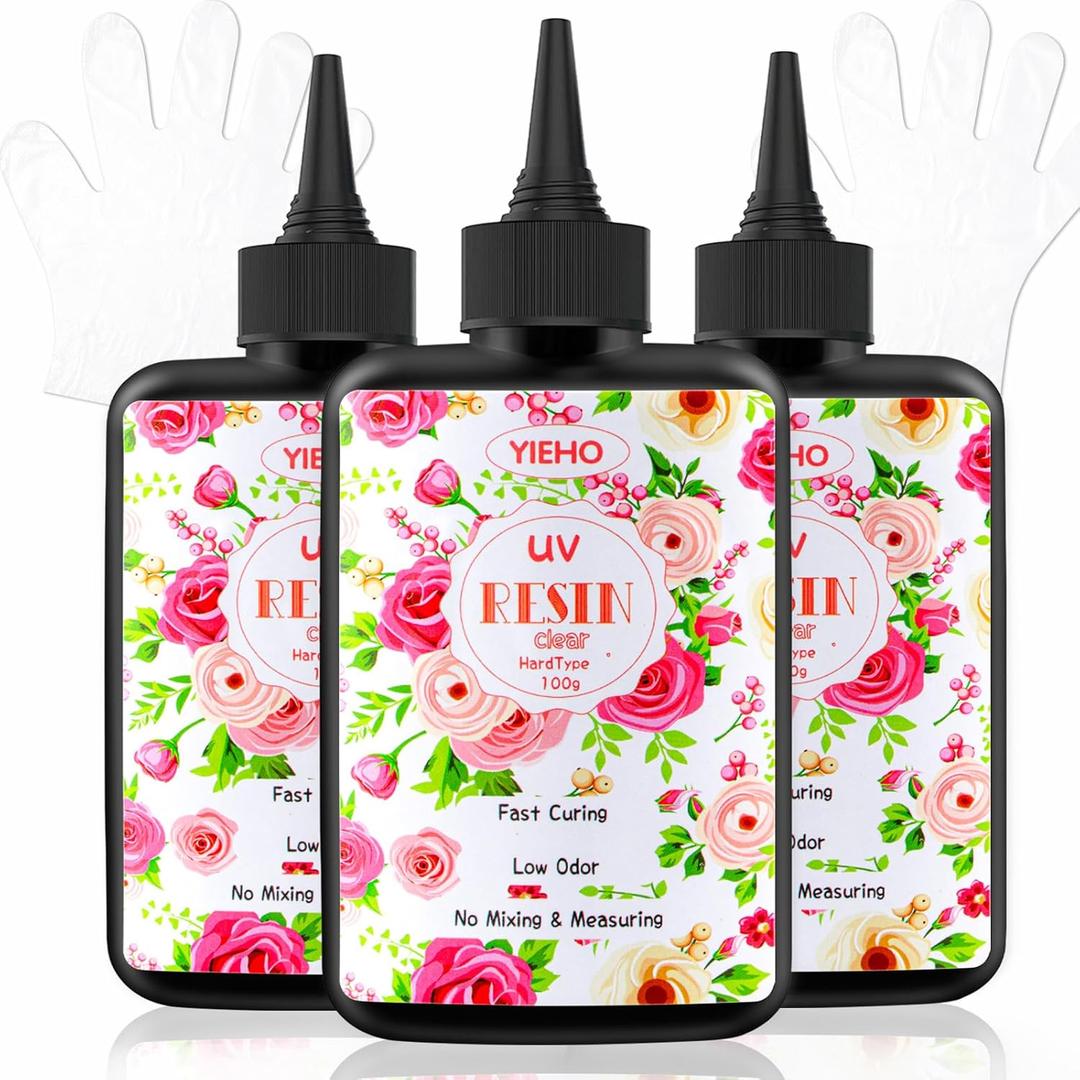 300g UV Resin,Upgraded Hard Type Crystal Clear Epoxy Resin Up Premixed UV Cure for Craft Jewelry Making