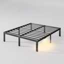 7-Inch Low Bed Frame King with LED Night Light, Metal Platform King Size Bed Frame,No Box Spring Needed, Easy Assembly, Heavy Duty, Noise-Free, Black