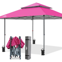 EAGLE PEAK 13x13 Straight Leg Pop Up Canopy Tent Instant Outdoor Canopy Easy Single Person Set up Folding Shelter w/Auto Extending Eaves 169 Square Feet of Shade (Light Pink)