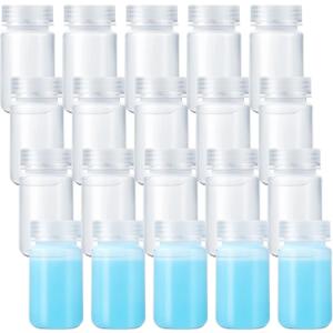 Pinkunn 20 Pcs Plastic Sample Bottles 4oz/ 125ml Laboratory Grade Polypropylene Wide Mouth Reagent Bottles Clear Liquids Storage Containers with Lids Leak Proof Containers for Lab Classroom