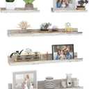 Giftgarden 24 Inch Wall Mounted Floating Shelves Set of 5, Distressed White Wood Wall Shelves for Bathroom, Bedroom, Kitchen, Living Room Storage and Decoration, Rustic Wooden Picture Ledge