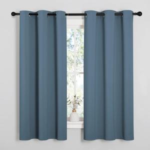 NICETOWN Room Darkening Curtains 63" Length, Thermal Insulated Blackout Panels for Bedroom Bathroom Office Kitchen Playroom Kids Room Nursery Decoration (Smoky Blue, 2 Panels, W42 x L63 -Inch)