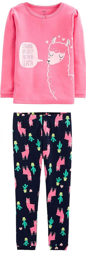Simple Joys by Carter's Girls' 2-Piece Snug Fit Cotton Pajama Set (4T, Rose Llama Print)