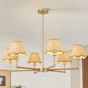 Farmhouse Rattan Chandelier Light Fixture, 6-Light Boho Chandeliers for Dining Room, Adjustable Rustic Pendant Light Large Modern Gold Hanging Lighting for Kitchen Island, Living Room