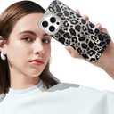 KANGHAR Case for iPhone 16 Pro Max Leopard Printed Pattern Cute Cheetah Phone Case Clear Bumper Hard Back Shockproof Protective Diamond Glittter Camera Lens Cover for iPhone 16 Pro Max Black