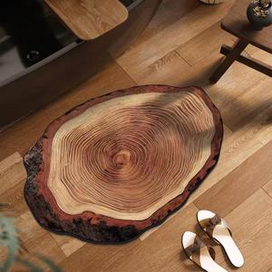 Brown Wood Grain Bath Mat Cute Annual Ring Bathroom Rugs Funny Non Slip Bathtub Decor Mats Super Absorbent Floor Carpet Machine Washable Quick Dry Bathmat for Tub, Shower, BedroomKitchen23.6"x35.4" (1'11" x 2'11" (Oval))