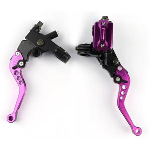 Universal Motorcycle 7/8" 22mm Brake Master Cylinder Reservoir Handlebar Clutch Lever CNC Left & Right Set Compatible with Honda Kawasaki Suzuki Yamaha Purple